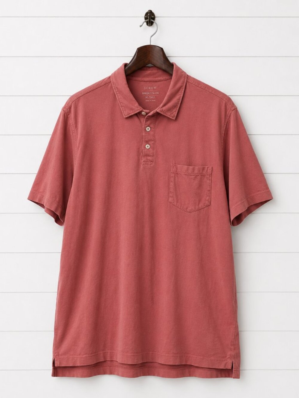 J.Crew Broken-In Polo Shirt Mens XL Tall Coral Pocket Preppy Coastal Casual
